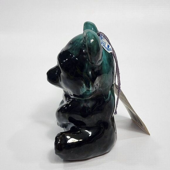 Blue Mountain Pottery 5" Green Drip Glaze Teddy Bear w Sticker Tag Canada - Picture 5 of 8